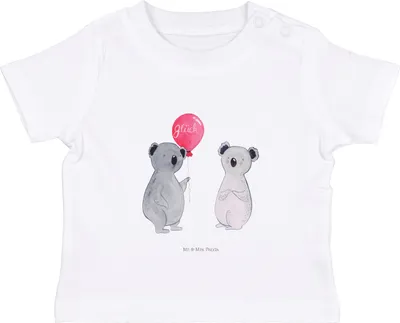 Produktbild von Mr. & Mrs. Panda Babyshirt Koala Luftballon 6. - 12. Monat - Weiß - Geschenk,  T-Shirt, Baby Jerseyshirt, Party, Shirt, Organic, Geburtstag