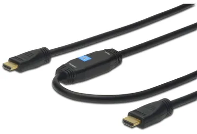 Produktbild von DIGITUS HDMI High Speed Kab. 20m mit Verst., gold, sw,Full HD