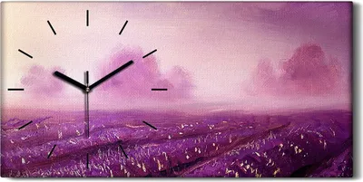 Produktbild von Wanduhr Bürouhr Leinwand Bild Geräuschlos 60x30 Kunst Abstrakte Blumen Feld - schwarze Hände