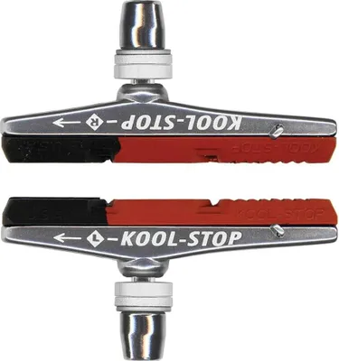 Image de Kool-Stop Patins de frein H12 V-Type 2 dual V-Brake, L=72,5mm asymm., pour jantes alu, noir/salmon