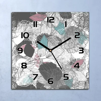 Produktbild von Wanduhr Echt-Glas-Küchenuhr Abstrakt Floral blau Quarz 30x30 Deko Bilder