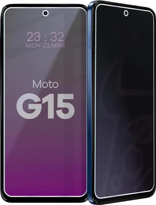 Produktbild von Hybridglas mit Privatschutzfilter für Motorola Moto G15, Bizon Glass Mule Shadow, Matt