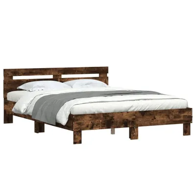 Obrázek produktu pro vidaXL Rám postele s čelem z kouřového dubu 140x200 cm materiál na bázi dřeva