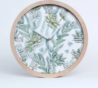 Produktbild von Holzuhr 20fi cm wanduhr - weiße Spitzen - Blüten und Blätter