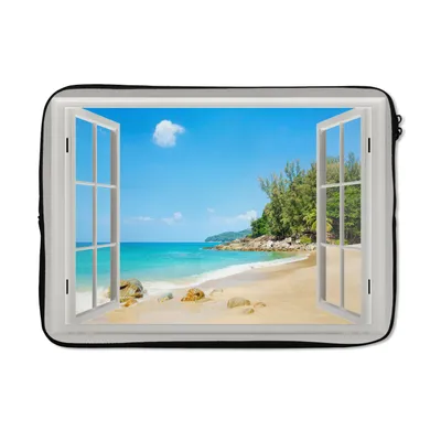 Produktbild von MuchoWow® Laptop Hülle 14 ZollAussicht - Wasser - Strand Laptoptasche - Laptoptasche - Stoßsicher - Schutzhaube