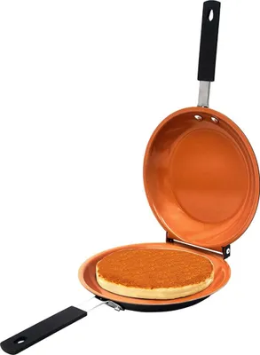 Produktbild von OKWISH Universalpfannen Wendepfanne, Küchenutensil, Bratpfanne, Grillplatte, runde beidseitige Pfanne, Orange