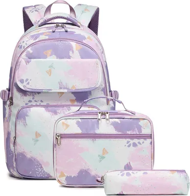 Image de Sac à dos scolaire Filles Adolescentes Ensemble de cartables légers pour les filles Garçons École Loisirs avec sac à lunch et trousse