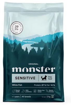 Zdjęcie produktu dla Monster Dog Original Sensitive 2kg Bezglutenowa Sucha Karma z Rybą Dla Dorosłych Psów o Wrażliwym Żołądku