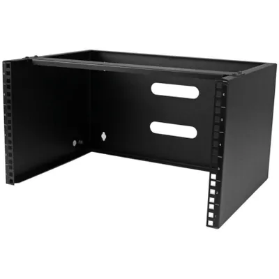 Produktbild von StarTech.com Halterung für Patchpanel, 6U Rack für Wandmontage, Befestigung für Netzwerk-Geräte, robuste Konstruktion, Slotblech für Patchfeld, 35,5 cm tief, in Schwarz - Gehäuse - geeignet für Wandmontage - Schwarz - 6U - 48.3 cm (19")