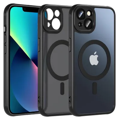 Immagine prodotto di Custodia magnetica per iPhone 13 cover Magsafe cover protettiva Telaio in TPU antiurto forte anello magnetico, nero