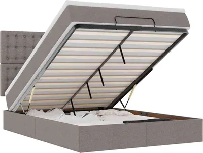 Produktbild von Ottoman-Bett mit Matratze & LEDs Taupe 140x190 cm Stoff