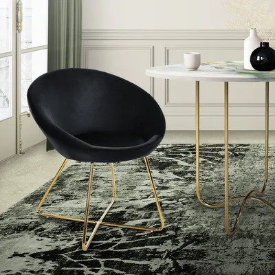 Obrázok produktu pre Jedálenská stolička ML-Design s okrúhlym operadlom, modrá, zo zamatového kovového rámu
