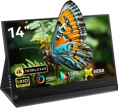 Zdjęcie produktu dla Przenośny monitor 14 cali - Mobilny ekran - Zewnętrzny wyświetlacz - Ekran UHD - Monitor do laptopa
