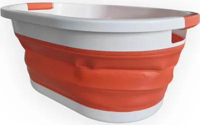 Produktbild von Linden Berg Wäschekorb faltbar 36 Liter orange/weiß