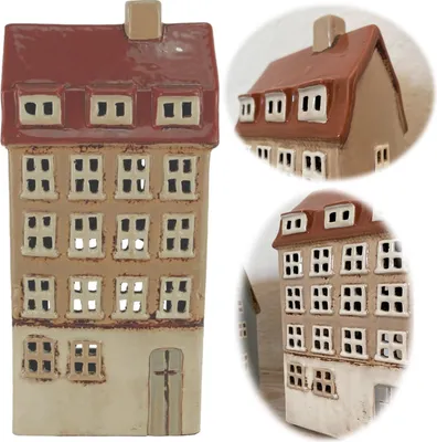 Produktbild von Teelichthaus Lichterhaus Aarhus 25cm Keramik Fachwerkhaus Teelichthalter