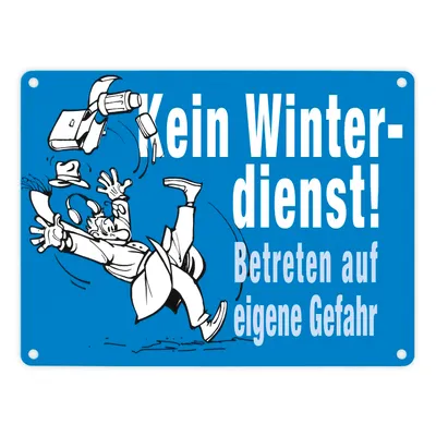 Produktbild von Kein Winterdienst Metallschild in 15x20 cm in blau mit Spruch Betreten auf