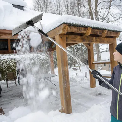 Obrázok produktu pre Jayseuw 1,9-6,3 m lopata na sneh s 5-polohovou výškovo nastaviteľnou radlicou Snehová radlica s 15 cm širokou hliníkovou čepeľou Snehová radlica na príjazdové cesty záhradné chodníky