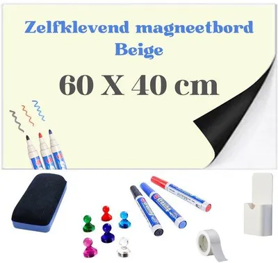 Produktbild von Farbige, magnetische Whiteboard-Folie, 60 x 40 cm, Beige – Selbstklebende Whiteboard-Folie für die Wand – Wiederverwendbarer Planer für Zuhause, Büro usw
