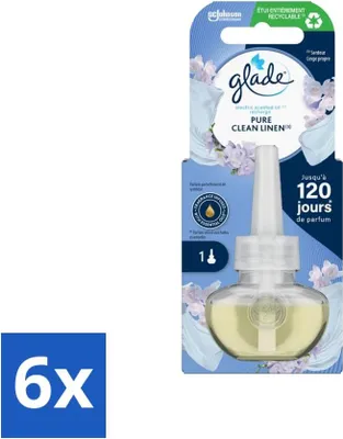 Productafbeelding van Glade - Elektrische geurverfrisser - Pure Clean Linen - Zonder houder - Voordeelverpakking - 6 stuks