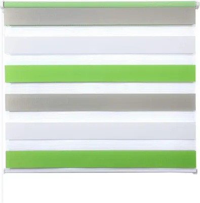 Image de Rideau double épaisseur | Blanc, vert, gris | 85 x 150 cm
