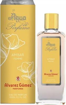 A perfume bottle and its packaging are displayed side-by-side against a white background.