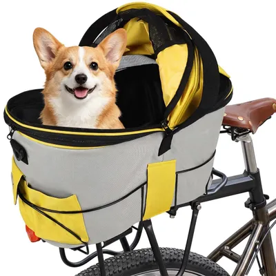 Imagen del producto de Cesta plegable y desmontable para bicicleta, ideal para transportar mascotas