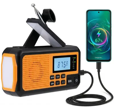 Immagine prodotto di Radio di emergenza solare NK – Power bank da 4000 mAh, FM/AM/SW, torcia LED, display LCD