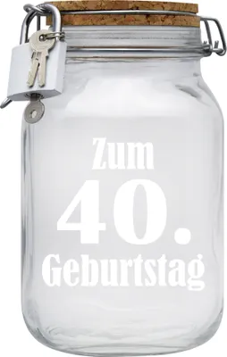 Produktbild von Spardose Geld Geschenk Ideen 40. Geburtstag Transparent Größe XL 2 Liter