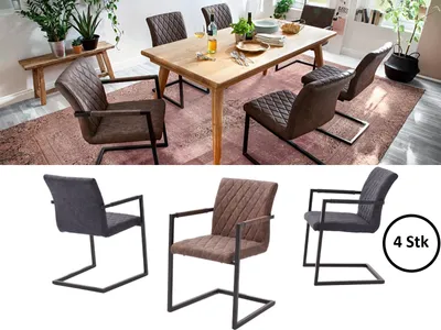 Produktbild von Schwingstuhl Esszimmerstuhl Küchenstuhl Schwinger Stuhl "Kansas III" (4-er Set) Braun