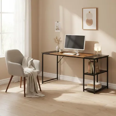 Produktbild von FurnitureR Zeichentisch, 120 x 60 cm, zweifarbige Platte, Retro, Braun und Schwa