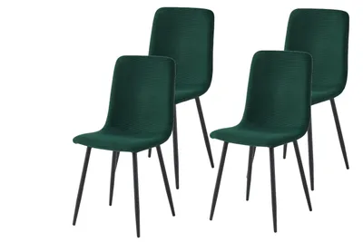 Produktbild von Hela Tische, 4er Set Esszimmerstuhl Leipzig, Bezug Cordoptik Grün, Rundrohr Gestell Schwarz, gepolsterte Sitzschale und Lehne, 120kg belastbar