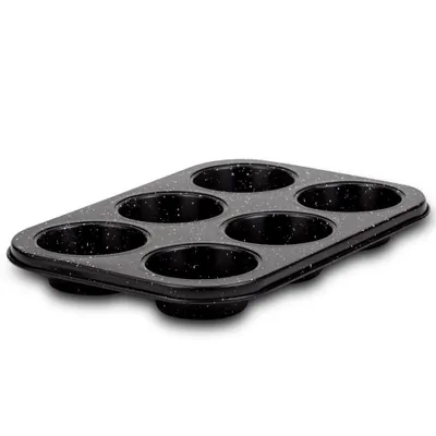 Image de NAVA Plaque à muffins Moule à muffins REVÊTU GRANIT Plaque de cuisson pour 6 muffins Cupcakes NATURE
