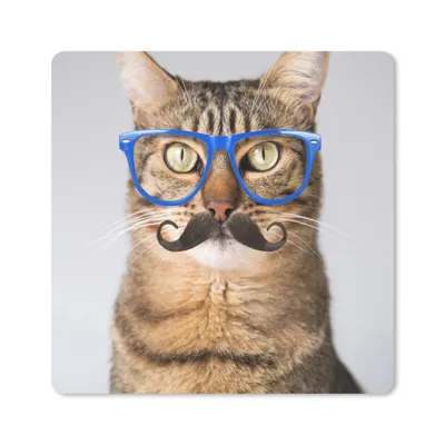 Produktbild von MuchoWow® Mauspad Mousepad Katze - Brille - Schnauzbart - Hipster 23x19 cm - Mousepads - Maus Mat - Pad - Mausunterlage - Schreibtischunterlage - Mauspad