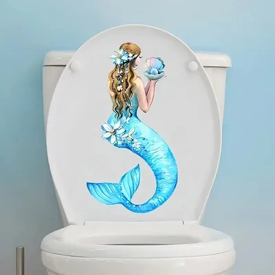 Produktbild von GKA WC Deckel Aufkleber Meerjungfrau Toilettendeckel Tattoo selbstklebend Toilette Toilettendeckelaufkleber