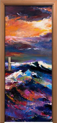 Produktbild von Türposter 80x200 cm Türaufkleber Türtapete Türfolie Klebefolie See Schiff Ozean Sonnenuntergang