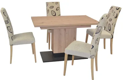 Produktbild von Essgruppe, Tischgruppe 5-teilig Eiche/Beige