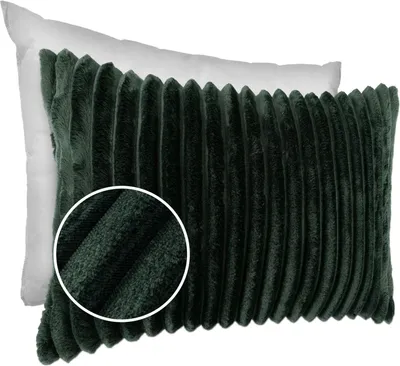 Produktbild von Dekokissen LILLI BIG CORD Velour mit Reißverschluss 30x50cm Einfarbig UNI Smaragd Sofakissen pflegeleicht