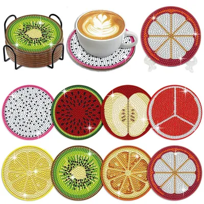 Obrázok produktu pre Podložky na diamantovú maľbu, sada 8 kusov, okrúhle kamienky, kreatívna sada, priemer 10 cm