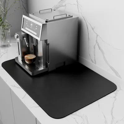 Immagine prodotto di Tappetino antiscivolo per stoviglie - Portaoggetti per stoviglie - Sottopiatto per macchina da caffè - Asciugatura rapida - 40x60 cm - Nero - Sottopiatto per caffè