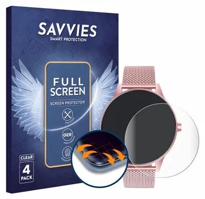 Produktbild von 4x Savvies Fullscreen Schutzfolie für TAOLOON Smartwatch 1.27" Displayschutz Folie Fullcover Klar Transparent