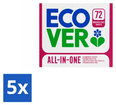 Produktbild von 5 x Ecover All-in-One Spülmaschinentabs - Zitrone & Mandarine - Vorteilspackung - 5 Stücke