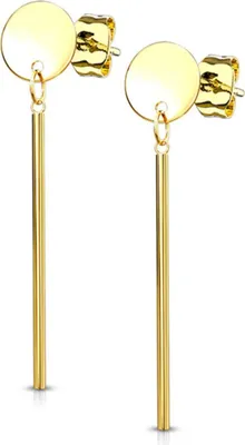 Produktbild von Stab Ohrringe: Runde Ohrstecker Ohrhänger aus Edelstahl Gold