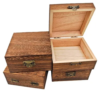 Image de Ensemble de 4 boîtes de rangement en bois avec effet noir