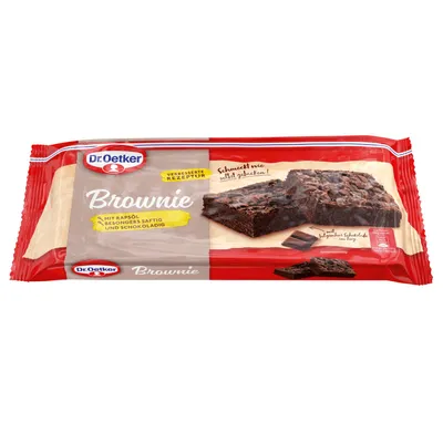 Verpackungsbild Dr. Oetker Brownie Dunkler Rührkuchen mit Schokoladenstückchen 300g