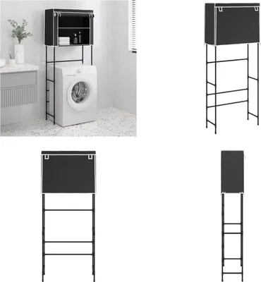 Produktbild von vidaXL Waschmaschinenregal 2 Ablagen Schwarz 71x29,5x170,5 cm Eisen - Waschmaschinenregal - Waschmaschinenregale - Lagerregal - Bad Regal