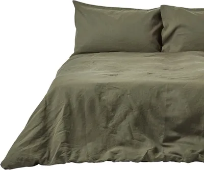 Produktbild von HOMESCAPES Leinen Bettwäsche Set Olivgrün, 155 x 220 cm