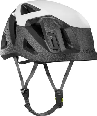 Edelrid Salathe Kletterhelm in Schwarz und Weiß; mit verstellbarem Kinnriemen.