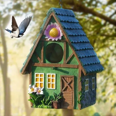 Produktbild von Famanu Vogelhaus wetterfest mit bunten Motiven - für Garten und Terrasse