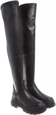 Produktbild von Buffalo Aspha Stretch Frauen Vegane Über Das Knie Stiefel Schwarz – 6 UK - 39 EU - 8,5 US / Schwarz