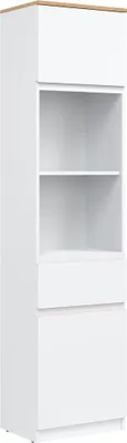 Obrázek produktu pro REMI RM08 policový regál Police 47,5x194x37 cm Skříňka Police 2 dvířka 1 zásuvka Bílý/dub Evoke